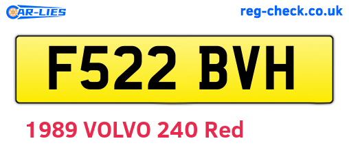 F522BVH are the vehicle registration plates.