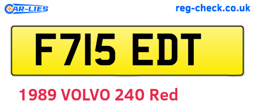 F715EDT are the vehicle registration plates.