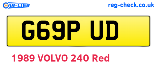 G69PUD are the vehicle registration plates.