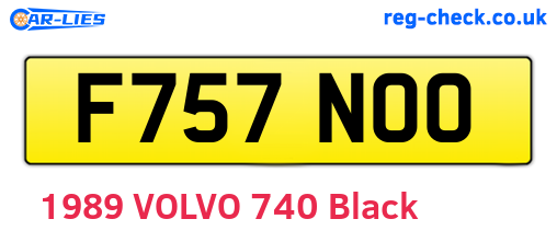 F757NOO are the vehicle registration plates.