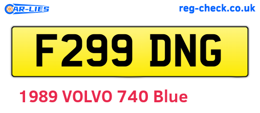 F299DNG are the vehicle registration plates.