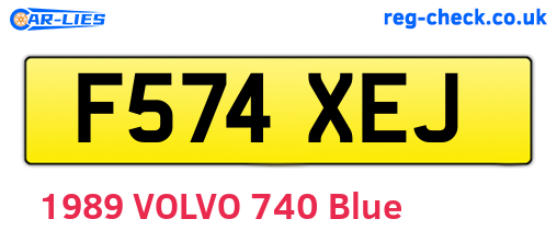 F574XEJ are the vehicle registration plates.