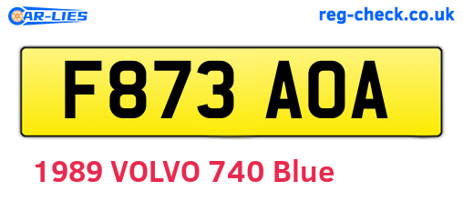 F873AOA are the vehicle registration plates.