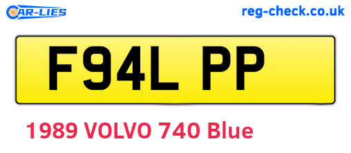 F94LPP are the vehicle registration plates.