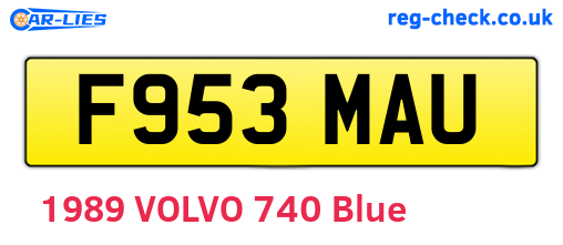 F953MAU are the vehicle registration plates.