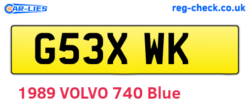 G53XWK are the vehicle registration plates.