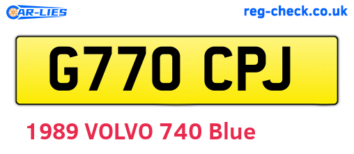 G770CPJ are the vehicle registration plates.