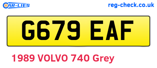 G679EAF are the vehicle registration plates.