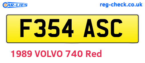 F354ASC are the vehicle registration plates.