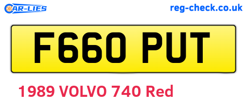 F660PUT are the vehicle registration plates.