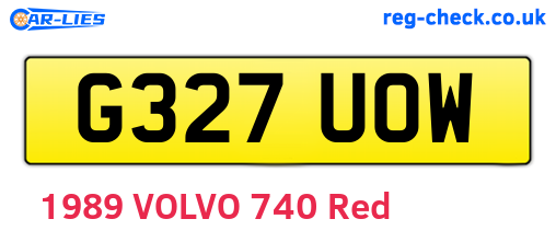 G327UOW are the vehicle registration plates.