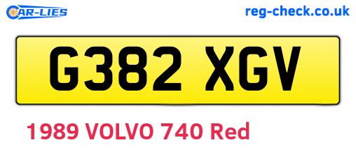G382XGV are the vehicle registration plates.