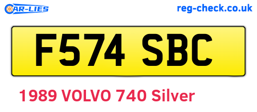 F574SBC are the vehicle registration plates.