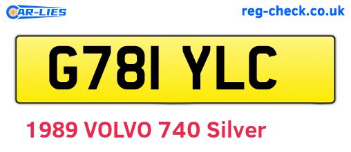 G781YLC are the vehicle registration plates.