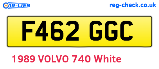 F462GGC are the vehicle registration plates.