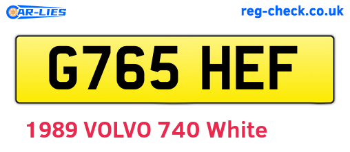 G765HEF are the vehicle registration plates.