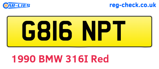 G816NPT are the vehicle registration plates.