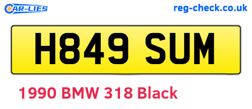 H849SUM are the vehicle registration plates.