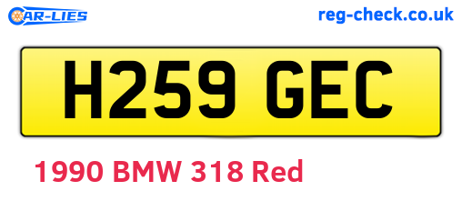 H259GEC are the vehicle registration plates.