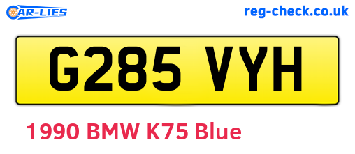 G285VYH are the vehicle registration plates.