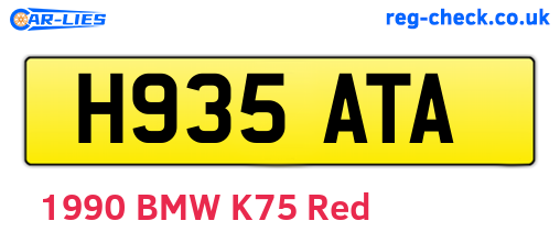 H935ATA are the vehicle registration plates.