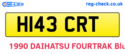 H143CRT are the vehicle registration plates.