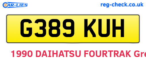 G389KUH are the vehicle registration plates.