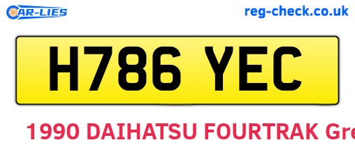 H786YEC are the vehicle registration plates.