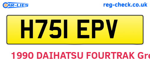 H751EPV are the vehicle registration plates.
