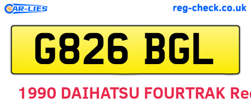 G826BGL are the vehicle registration plates.