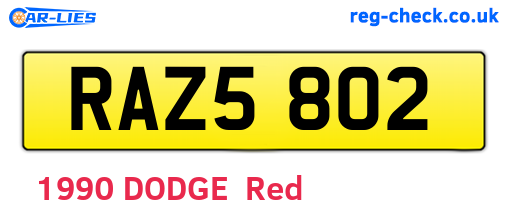 RAZ5802 are the vehicle registration plates.