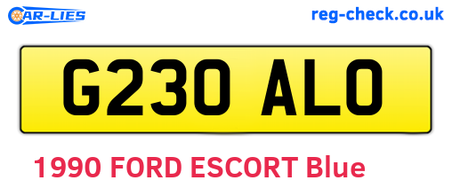 G230ALO are the vehicle registration plates.