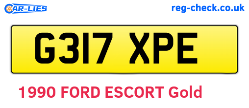 G317XPE are the vehicle registration plates.