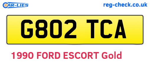 G802TCA are the vehicle registration plates.