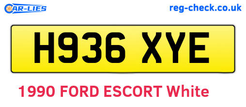 H936XYE are the vehicle registration plates.