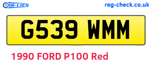 G539WMM are the vehicle registration plates.