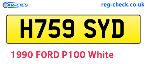 H759SYD are the vehicle registration plates.