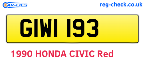 GIW1193 are the vehicle registration plates.