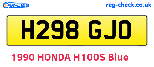 H298GJO are the vehicle registration plates.
