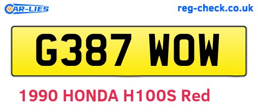 G387WOW are the vehicle registration plates.