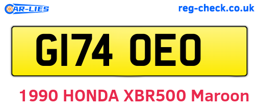 G174OEO are the vehicle registration plates.