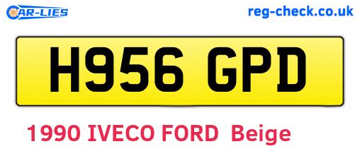 H956GPD are the vehicle registration plates.