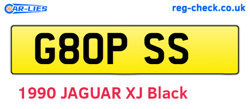 G80PSS are the vehicle registration plates.