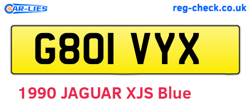 G801VYX are the vehicle registration plates.