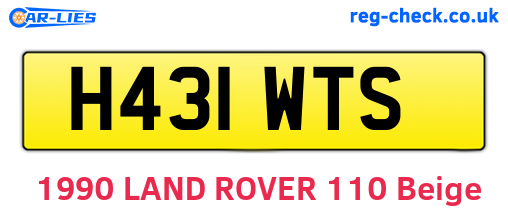 H431WTS are the vehicle registration plates.