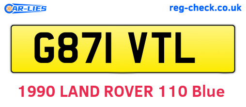 G871VTL are the vehicle registration plates.