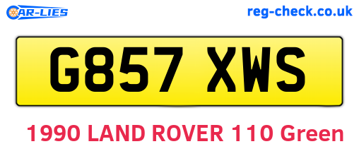 G857XWS are the vehicle registration plates.