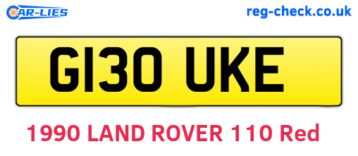 G130UKE are the vehicle registration plates.