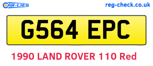 G564EPC are the vehicle registration plates.
