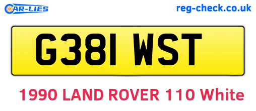G381WST are the vehicle registration plates.
